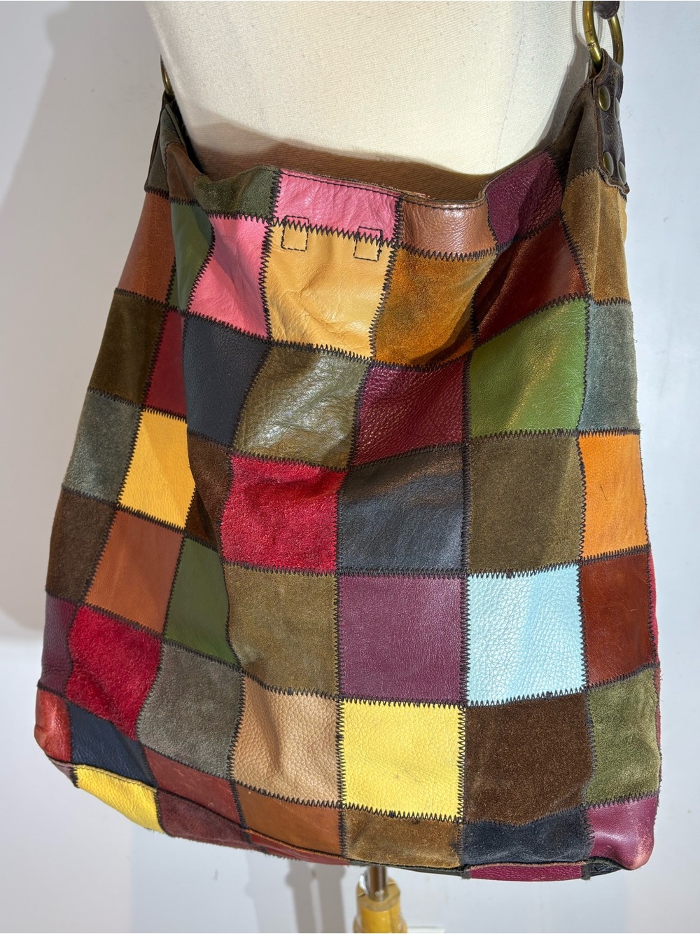 Y2K Lucky Brand Patchwork Leather & Suede Hobo Shoulder
